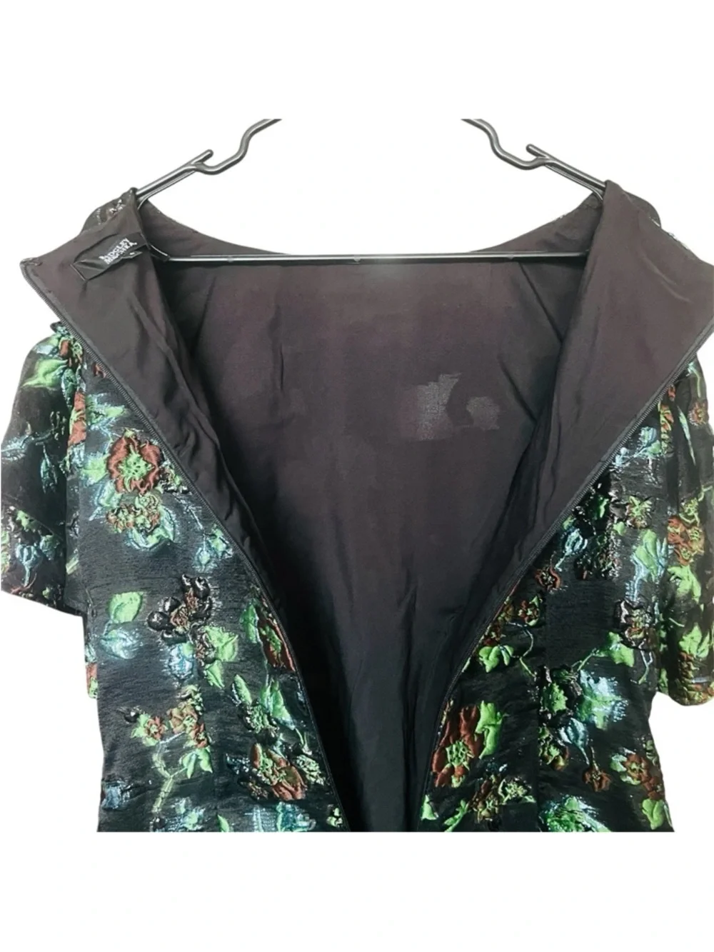 Badgley Mischka Metallic Floral Mini Dress SZ 4 Whimsygoth Party Wedding - Picture 4 of 8